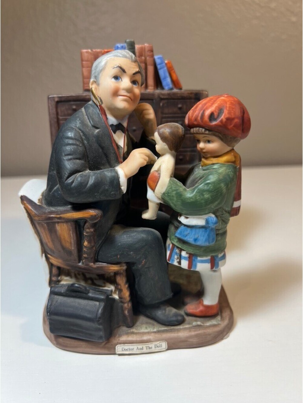 1973 Norman Rockwell Doctor and the Doll Figurine Dave Grossman NR-12 6”